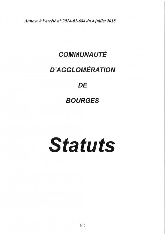 Statuts de la Communauté d'Agglomération de Bourges